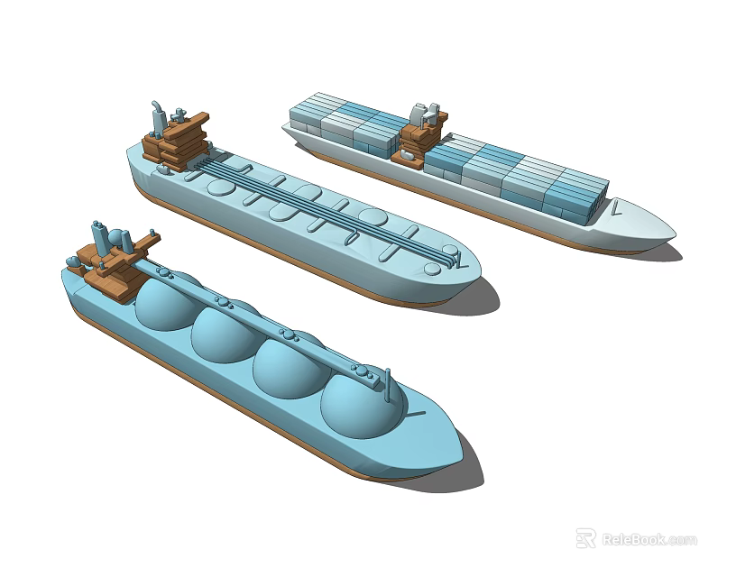 Decorative Ship Model Ornament Set With Various Vessel Designs For Home Decor 3d model 