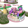 Spring Flower Themed Photo Check-in Spot With Pink Decorations And Lawn Scenes