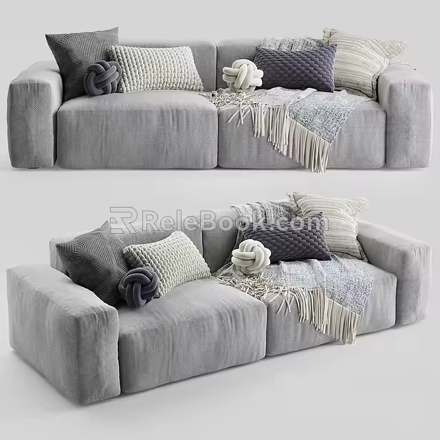 Modern Simple Tofu Block Double Sofa 3d model