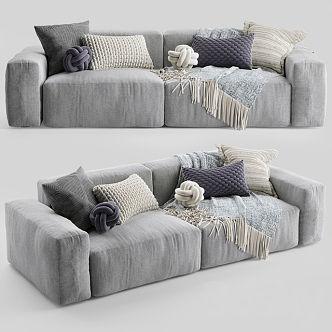 Modern Simple Tofu Block Double Sofa 3d model