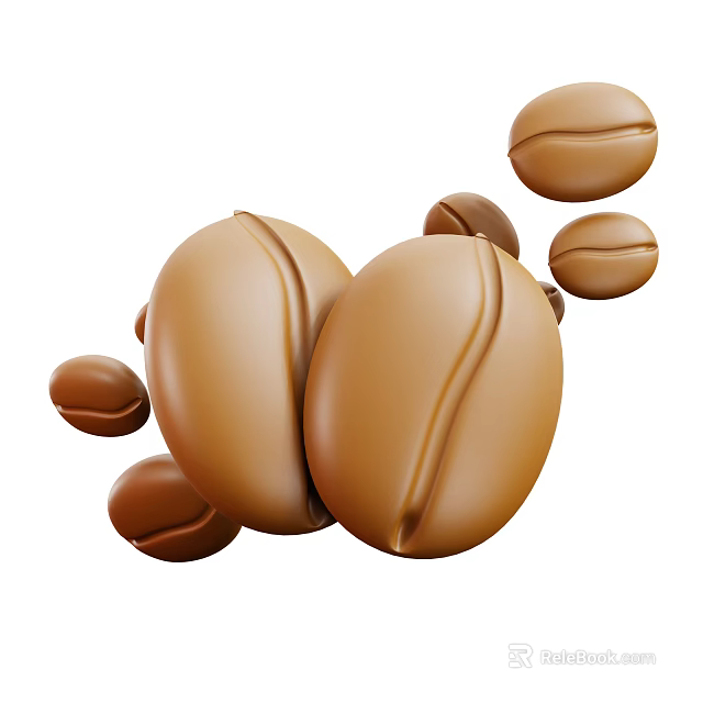 Fresh Roasted Coffee Beans In Natural Brown Color With Smooth Surface 3d model 
