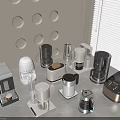 Modern Kitchen Appliances Collection Including Coffee Maker Toaster And Kettle 3d model