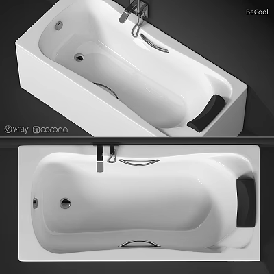 Modern White Bathtub Design With Sleek Surface And Chrome Fixtures 3d model