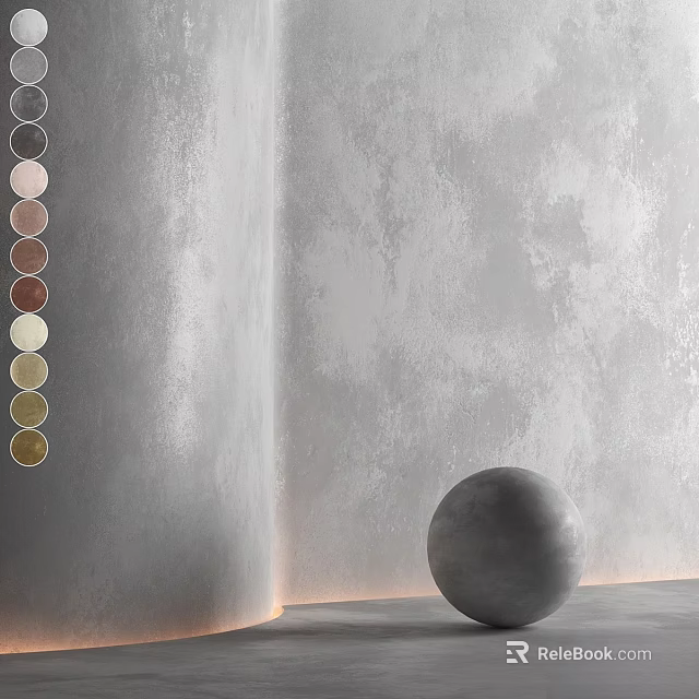 Circular Design Components With Various Colors And Gray Sphere On Textured Wall 3d model 