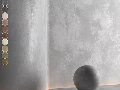 Circular Design Components With Various Colors And Gray Sphere On Textured Wall 3d model