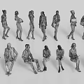 Professional People in Business Attire Standing and Sitting in Various Poses