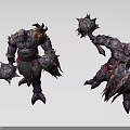 Game Movie Character Muscular Warrior with Spiked Armor and Battle Hammers in Dynamic Battle Stance