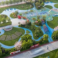 School Square With Green Lawns Colorful Paths Trees And Seating Areas