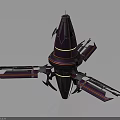 Futuristic Purple And Pink Spaceship Model With Geometric Wings And Metallic Finish