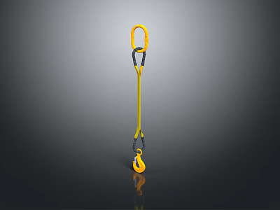 Yellow Heavy Duty Lifting Hook Tool With Chain And Ring Structure Design 3d model