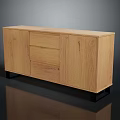 Wooden Entryway Cabinet Sideboard With Oak Material Drawers And Black Legs Simple Design