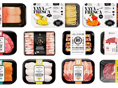 Assorted Fresh Packaged Meats And Seafood Including Salmon Chicken Pork And Beef 3d model