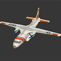 Aerospace Model Airplane With White Body Orange Blue Stripes And Wing Logo