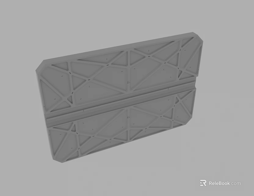Gray 3D Structural Panel With Intricate Geometric Patterns And Reinforced Details 3d model