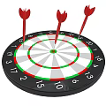Standard Dartboard Game Equipment With Red Darts And Numbered Target