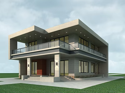 Modern single-family villa two-story villa small room living 3d model