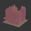 Detailed European Style Multi Story Architectural Model With Decorative Facade And Tower Structure