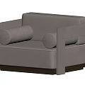 Modern Single Sofa With Square Arms Round Cushions And Wooden Base