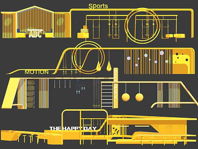 Modern Fitness Equipment Outdoor Sports Fitness Equipment Children's Activity Equipment Commercial Creative Landscape Seat Recreation Equipment Device 3d model