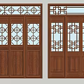 Chinese-style double doors and windows 3d model