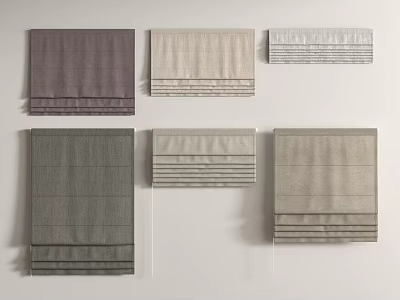 Roman curtain folding curtain hardware window curtain fabric 3d model