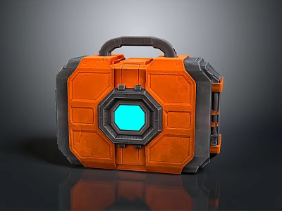 Orange and Black Sturdy Hardware Toolbox with Blue Center Window for Workshop Storage 3d model