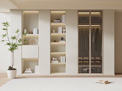 modern wardrobe cream bookcase model