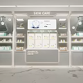Skincare Mall Store With Product Display Shelves And Beauty Cosmetics