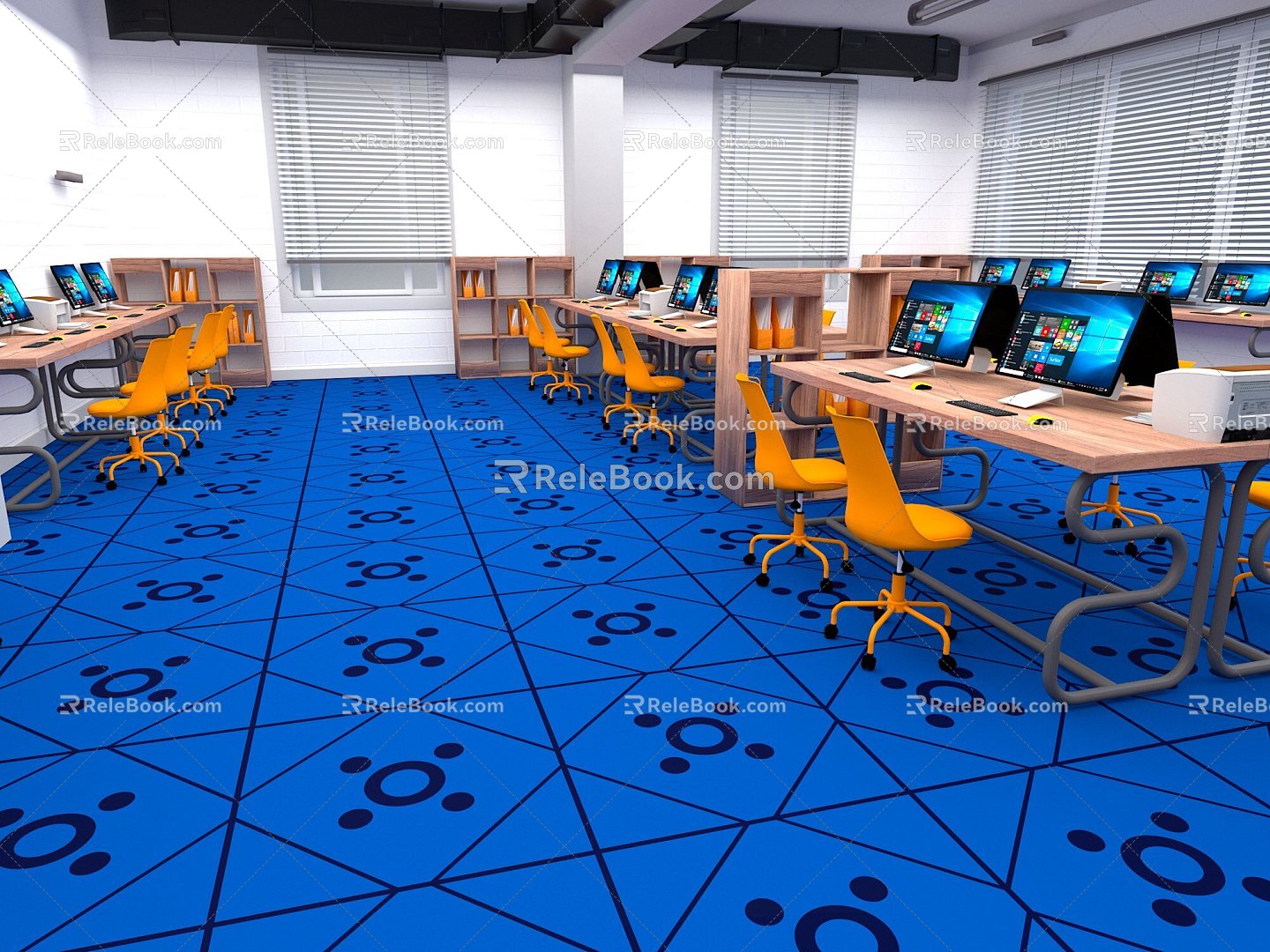 Cartoon Computer Room Cartoon Computer Room Cartoon Office Game Scene Cartoon Scene Office 3d model