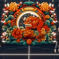 Chinese Style National Tide Chinese Dragon Cartoon Paper-cut Wind Lighting Wall Decoration Beauty Chen Dragon Head 3d model