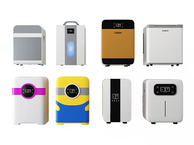 Various Compact Refrigerators And Freezers With Modern Designs And Colorful Exteriors For Home Use 3d model