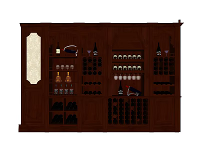 European-style wine cabinet 3d model