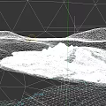 Microtopography of Volcanic Lava Flow on Black Terrain with Distant Mountains and Sky