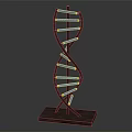 DNA Double Helix Model With Black Frame Blue Glowing Parts And Wooden Base