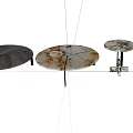Modern Round Coffee Tables With Marble Wooden Surfaces And Cross Pattern Metal Legs