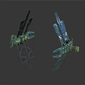 Futuristic Mechanical Devices With Blue Black Blades Mechanical Arms And Core Components