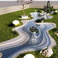 Stunning Water Fountain in Garden with Flowing Water Lawn Stones and Lighting