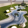 Modern waterscape pool landscape Tiantai garden sketch garden landscape fountain 3d model