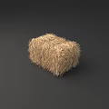 Brown Rectangular Hay Bale Made Of Natural Straw Isolated On Dark Background 3d model