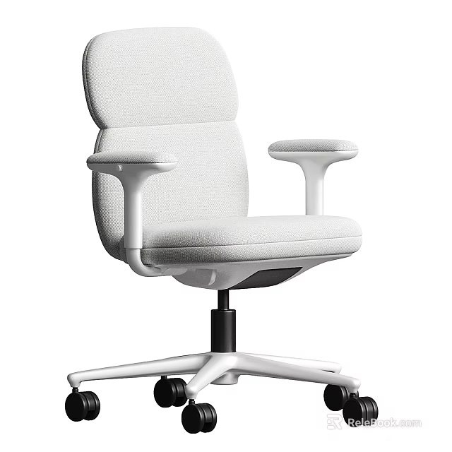 Modern Light Gray Fabric Office Chair With Adjustable Armrests And Rolling Base 3d model 