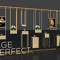 Elegant Display Area With Golden Hanging Frames Flower Vases And Age Perfect