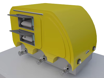 Yellow Modern Industrial Equipment Featuring Dual Drawer Design Metal Frame And Wheels 3d model
