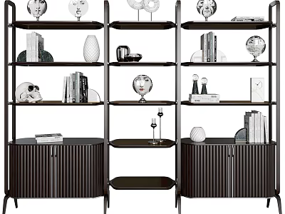 Modern Bookcase Featuring Multiple Shelves Books And Decorative Items 3d model