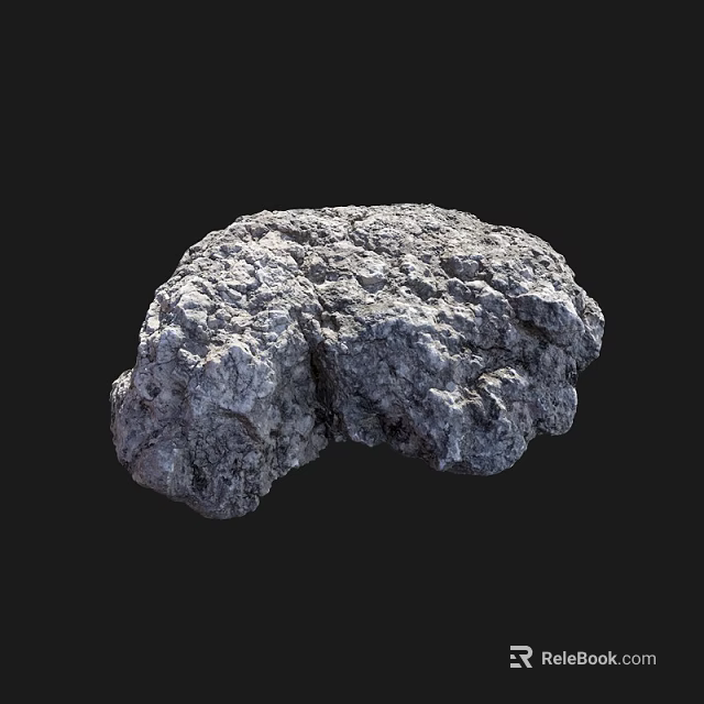 Rough Textured Stone and Natural Wood Pieces on Black Background 3d model 