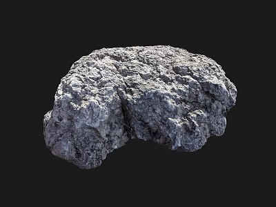 Rough Textured Stone and Natural Wood Pieces on Black Background 3d model