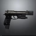 Modern Tactical Pistol With Metal Surface Black Grip And Design Details