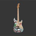 Colorful Electric Guitar With Sticker Design For Home Decor And Daily Use