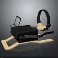 Sci Fi Futuristic VR Headset Featuring Headphones Display Screen And Stand 3d model