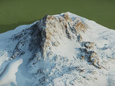 Garden Landscape Featuring Snowy Mountain Peaks And Snow Covered Natural Scenery 3d model