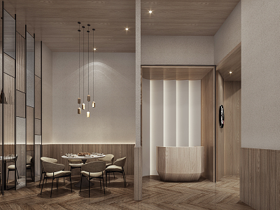 Modern private room Dining box 3d model